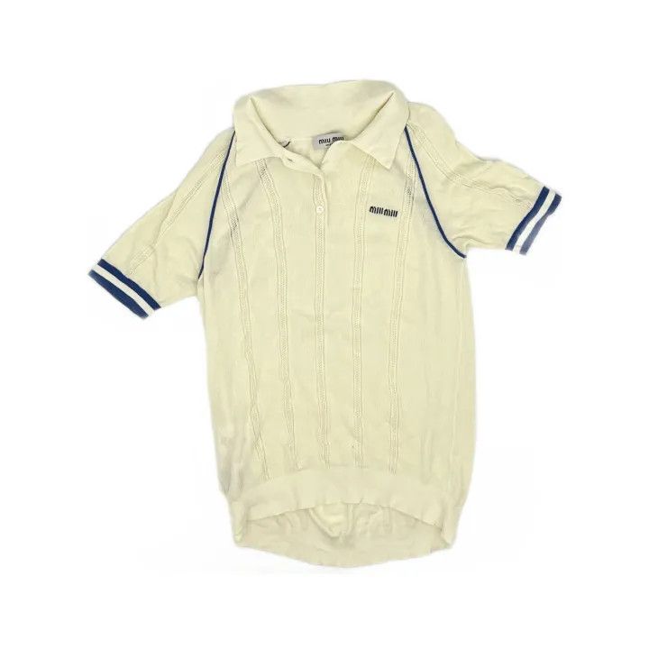 Miu Miu Miu Miu Cotton Knit Logo Polo Shirt 0079 Size L / US 10 / IT 46 - 2 Thumbnail