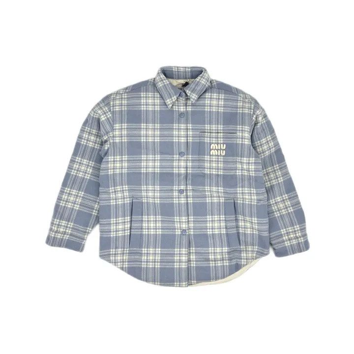 Miu Miu Miu Miu Blue Plaid Long Sleeve Down Jacket 0079 Size M / US 6-8 / IT 42-44 - 2 Thumbnail