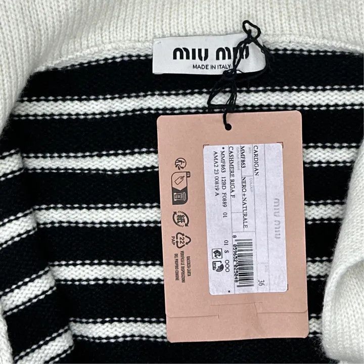 Miu Miu Miu Miu Black Striped Short Sleeve Knit Top 0079 Size S / US 4 / IT 40 - 2 Thumbnail