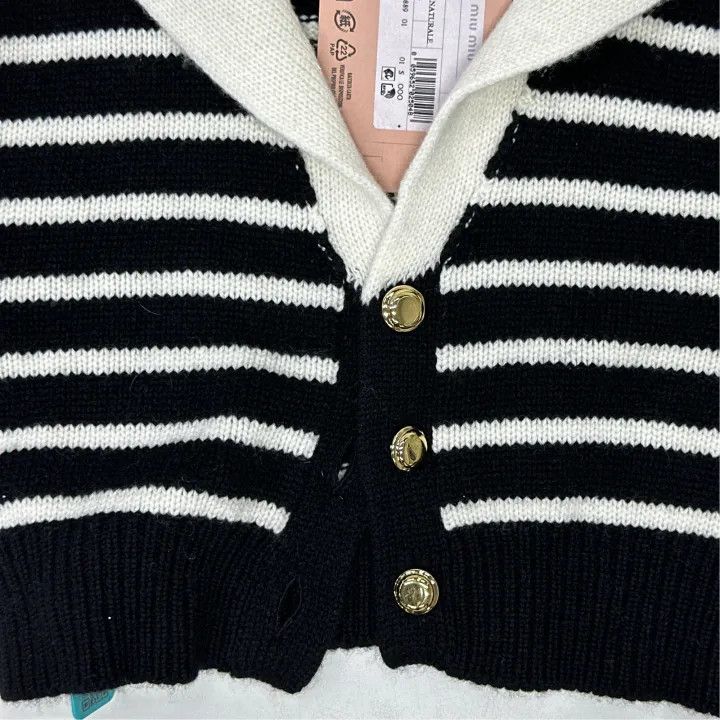 Miu Miu Miu Miu Black Striped Short Sleeve Knit Top 0079 Size S / US 4 / IT 40 - 5 Thumbnail