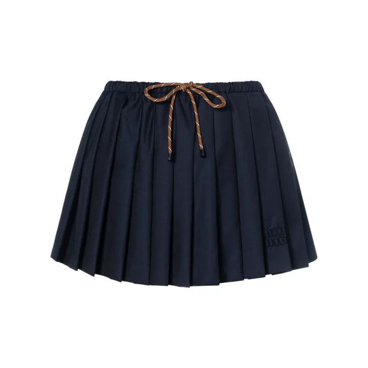 Miu Miu Miu Miu Blue Drawstring Pleated Skirt 0079 Size 40" / US 18 - 2 Thumbnail