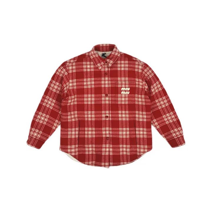 Miu Miu Miu Miu Red Checkered Long Sleeve Shirt 0079 Size M / US 6-8 / IT 42-44 - 2 Thumbnail