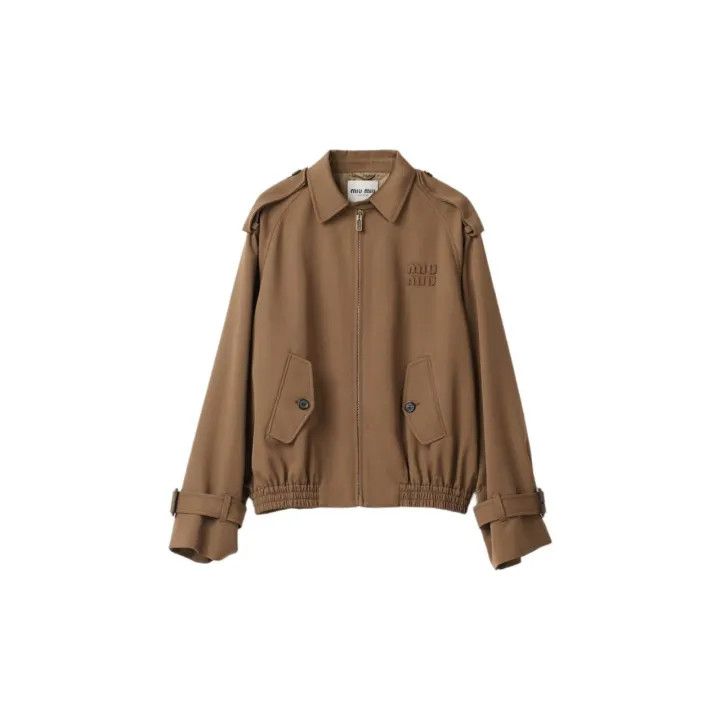 Miu Miu Miu Miu Beige Logo Zip Collar Casual Jacket 0079 Size M / US 6-8 / IT 42-44 - 2 Thumbnail