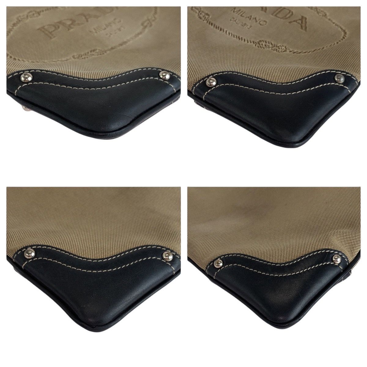 Prada Prada Prada Logo Jacquard Canvas/Leather Shoulder Bag Canvas Shoulder Bag DUTY FREE for USA Size ONE SIZE - 3 Thumbnail