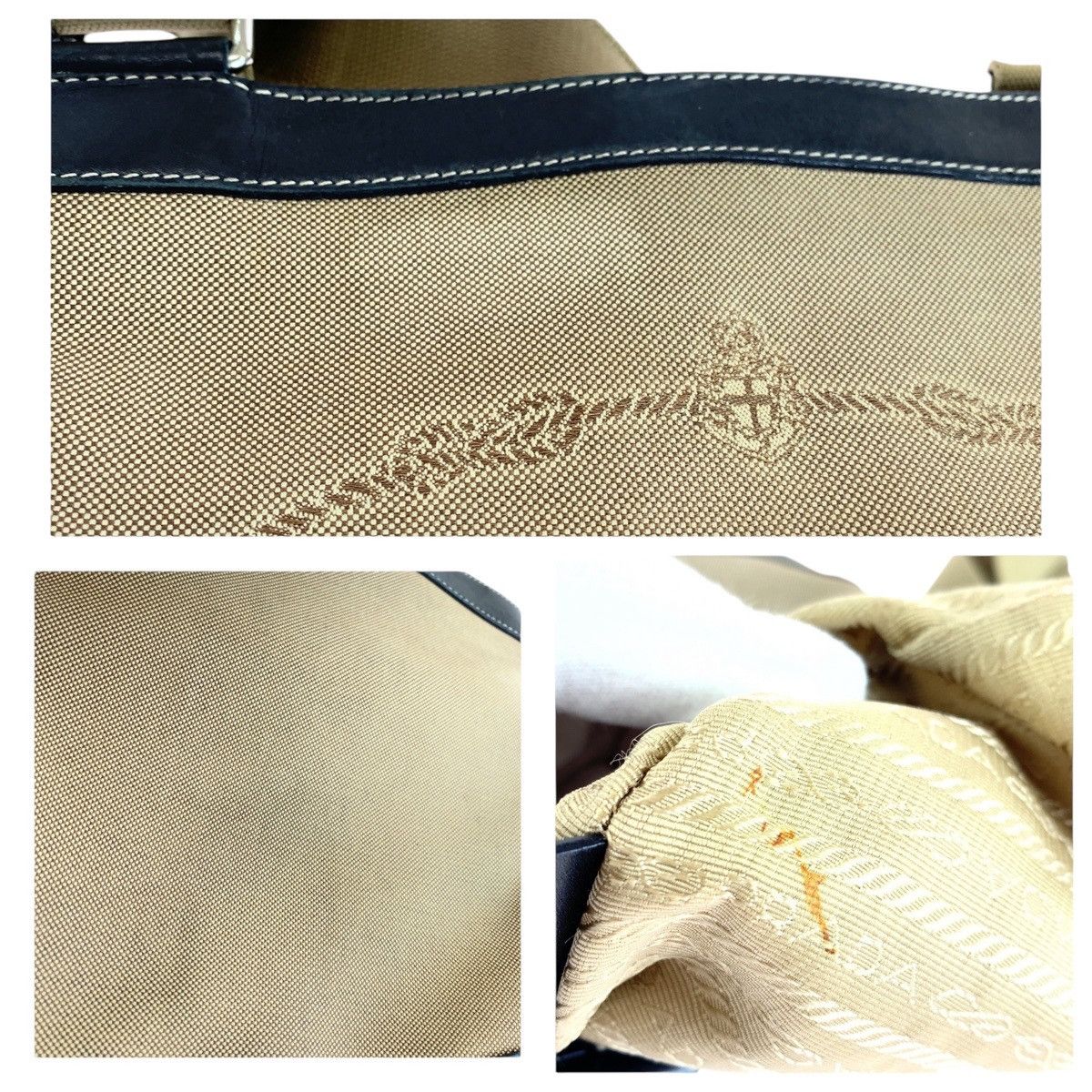 Prada Prada Prada Logo Jacquard Canvas/Leather Shoulder Bag Canvas Shoulder Bag DUTY FREE for USA Size ONE SIZE - 4 Thumbnail