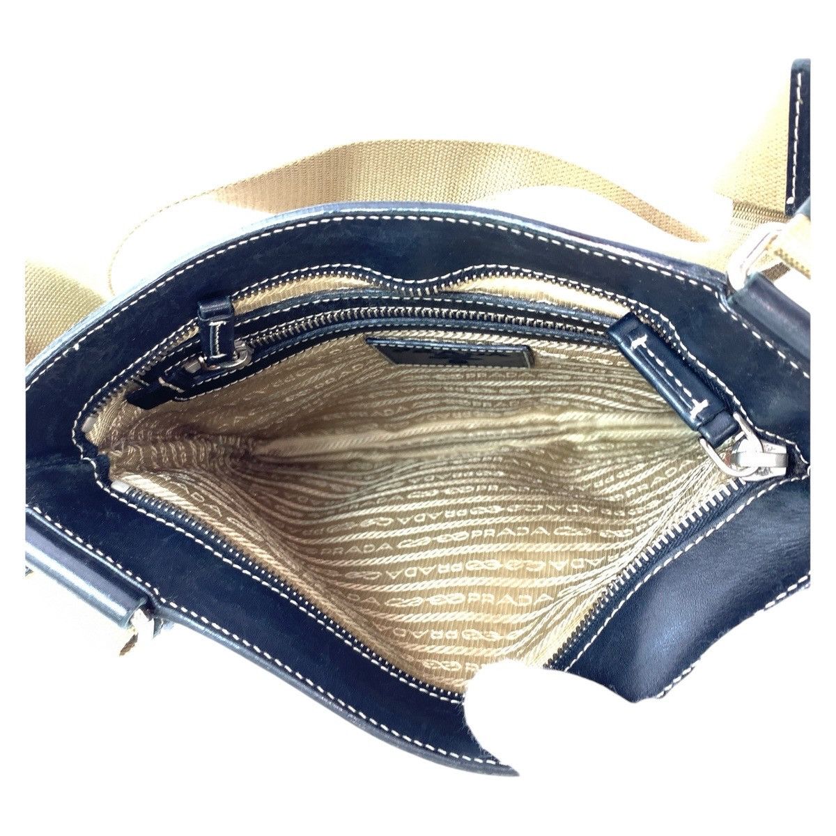 Prada Prada Prada Logo Jacquard Canvas/Leather Shoulder Bag Canvas Shoulder Bag DUTY FREE for USA Size ONE SIZE - 9 Thumbnail
