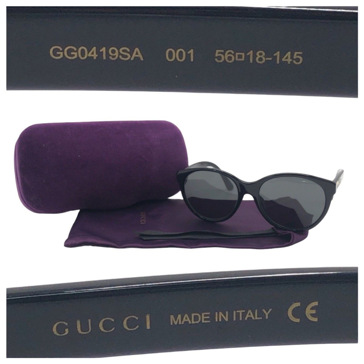 Gucci Gucci Gucci GG0419 SA Sunglasses Plastic Sunglasses GG0419 SA 001 5618 145 DUTY FREE for USA Size ONE SIZE - 7 Thumbnail