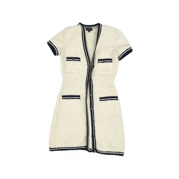Chanel Chanel Tweed Short Sleeve Dress with Pockets 0079 Size S / US 4 / IT 40 - 2 Thumbnail