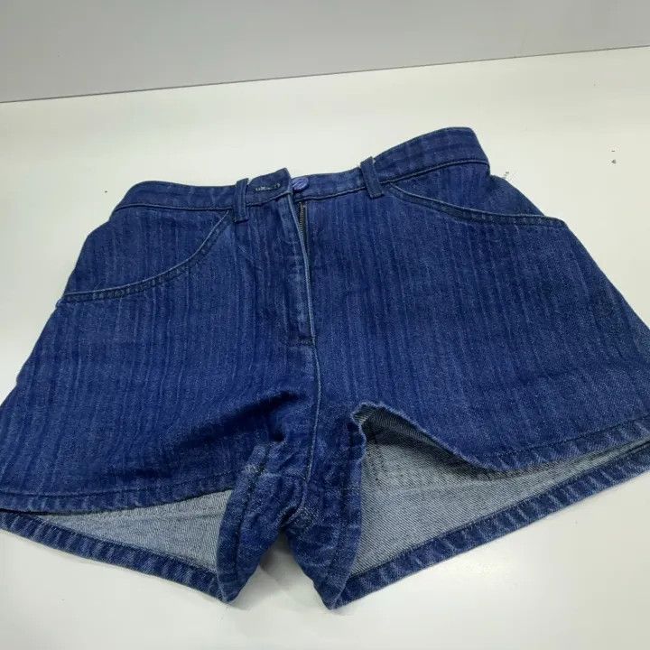 Chanel Chanel Blue Striped Denim Shorts for Women 0079 Size 22" - 6 Thumbnail