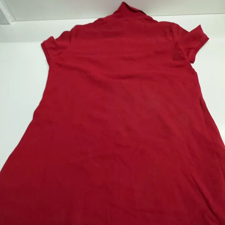 open lace back dress BURBERRY RED PRINTED POLO DRESS WITH WOODEN BEADS