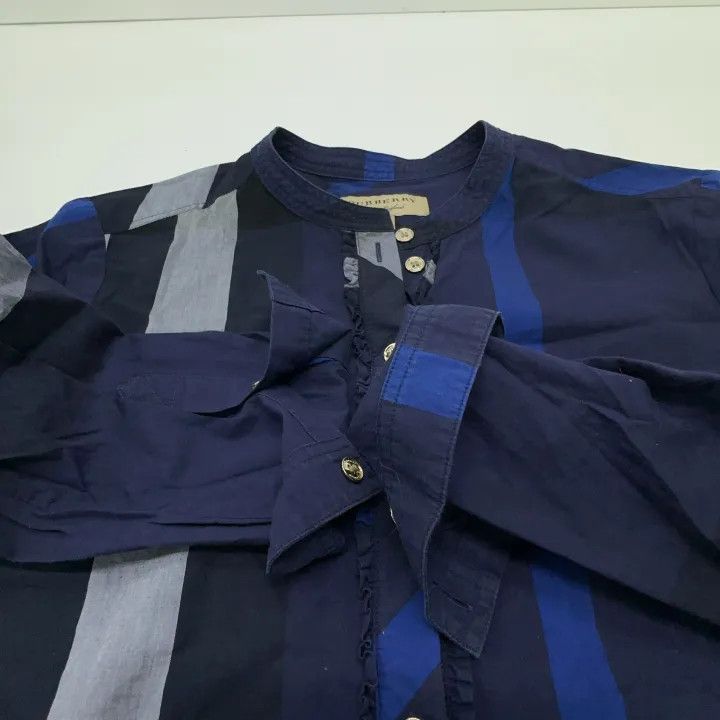 Burberry Burberry Blue Checkered Long Sleeve Shirt for Women 0079 Size S / US 4 / IT 40 - 8 Thumbnail