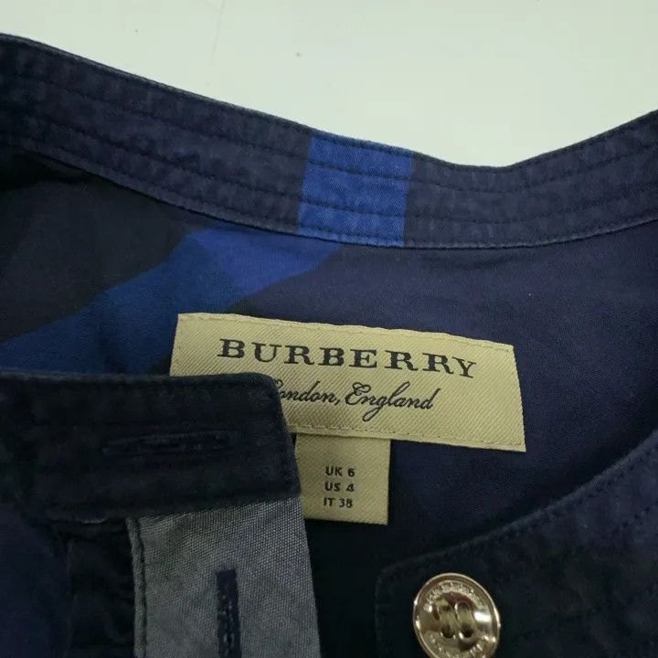 Burberry Burberry Blue Checkered Long Sleeve Shirt for Women 0079 Size S / US 4 / IT 40 - 4 Thumbnail