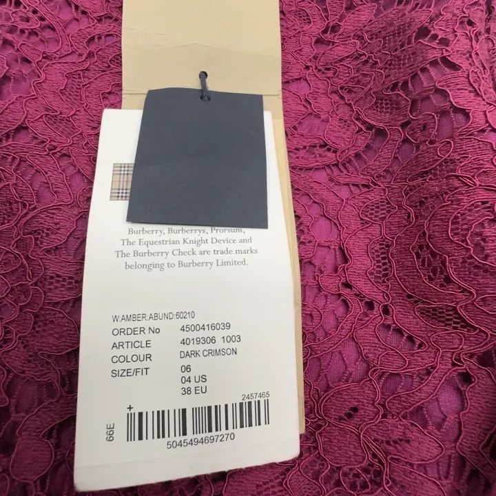 Burberry Burberry Red Lace A-Line Dress for Women 0079 Size S / US 4 / IT 40 - 4 Thumbnail