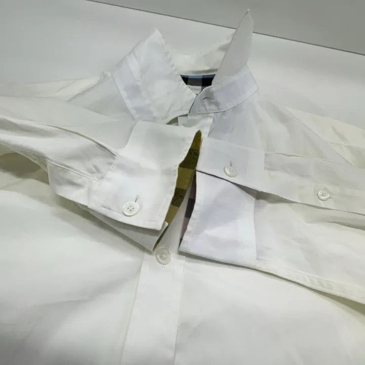 Burberry Burberry White Long Sleeve Shirt with Logo 0079 Size L / US 10 / IT 46 - 7 Thumbnail