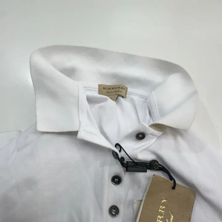 Burberry Burberry White Short Sleeve Polo Shirt 0079 Size L / US 10 / IT 46 - 14 Thumbnail