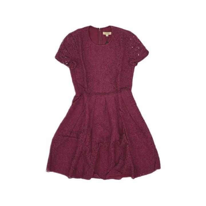 Burberry Burberry Red Lace A-Line Short Sleeve Dress 0079 Size M / US 6-8 / IT 42-44 - 2 Thumbnail