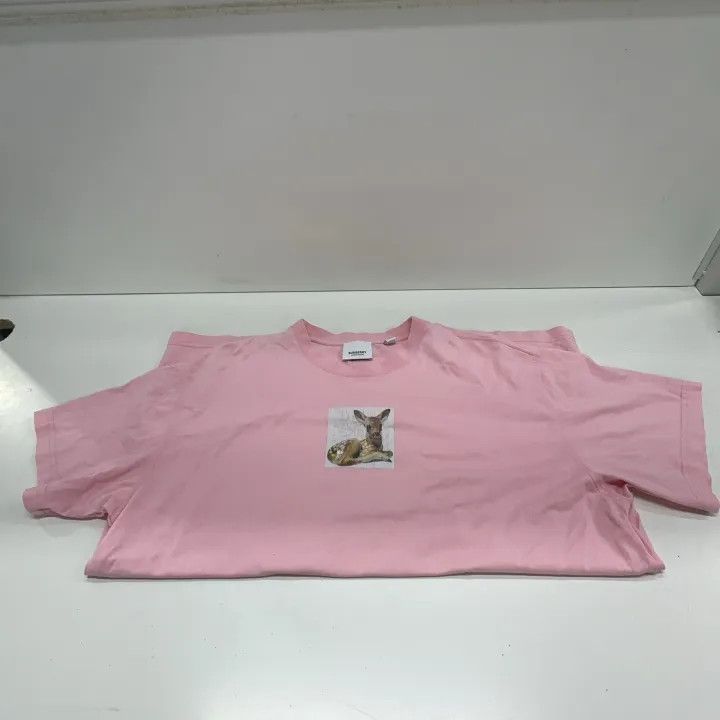 Burberry Burberry Pink Deer Print Short Sleeve T-Shirt 0079 Size M / US 6-8 / IT 42-44 - 6 Thumbnail
