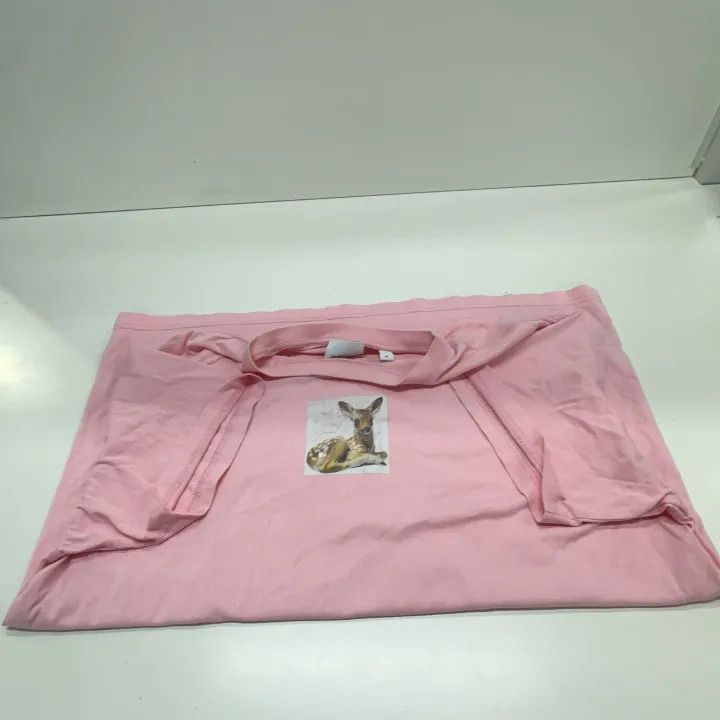 Burberry Burberry Pink Deer Print Short Sleeve T-Shirt 0079 Size M / US 6-8 / IT 42-44 - 7 Thumbnail