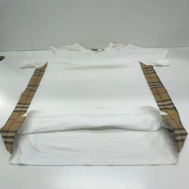 Burberry Burberry White Logo Embroidered Check T-Shirt 0079 Size XS / US 0-2 / IT 36-38 - 10 Thumbnail