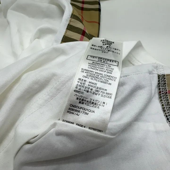 Burberry Burberry White Logo Embroidered Check T-Shirt 0079 Size XS / US 0-2 / IT 36-38 - 5 Thumbnail