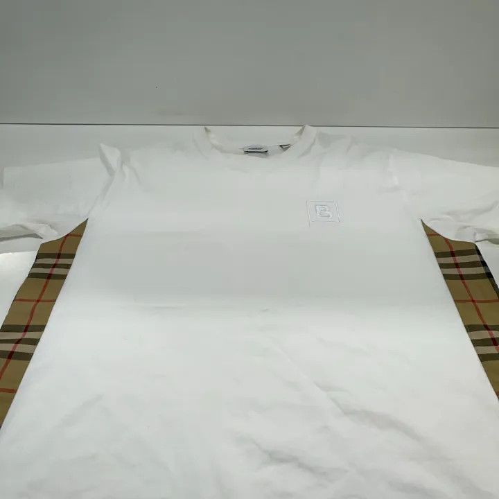 Burberry Burberry White Logo Embroidered Check T-Shirt 0079 Size XS / US 0-2 / IT 36-38 - 8 Thumbnail