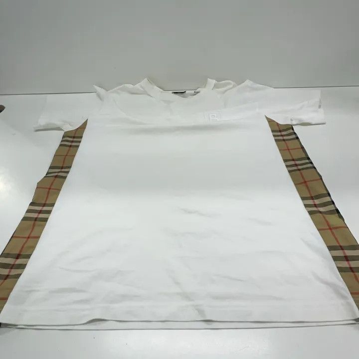 Burberry Burberry White Logo Embroidered Check T-Shirt 0079 Size XS / US 0-2 / IT 36-38 - 9 Thumbnail