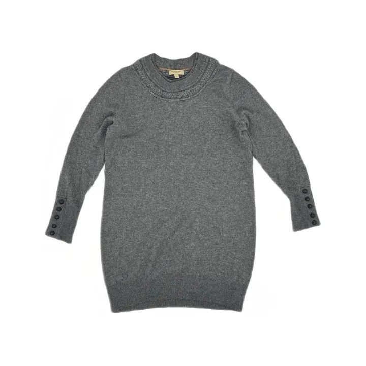 Burberry Burberry Gray Long Knit Wool Dress 0079 Size L / US 10 / IT 46 - 2 Thumbnail