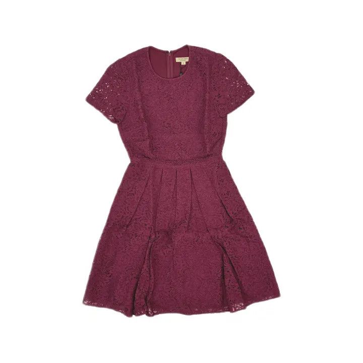 Burberry Burberry Solid Lace A-Line Midi Dress 0079 Size S / US 4 / IT 40 - 2 Thumbnail