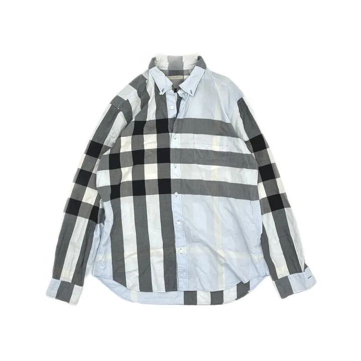 Burberry Burberry Checker Pattern Long Sleeve Shirt 0079 Size L / US 10 / IT 46 - 2 Thumbnail