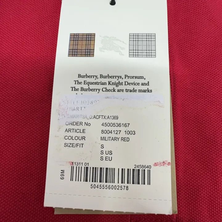 Burberry Burberry Red Long Sleeve Polo Shirt 0079 Size S / US 4 / IT 40 - 3 Thumbnail
