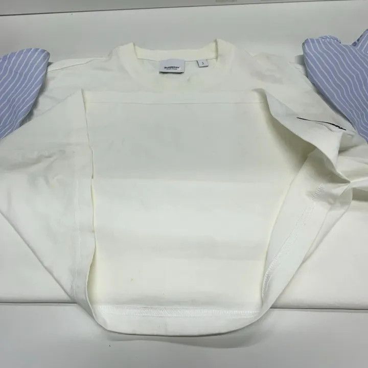 Burberry Burberry Ruffle Sleeve Cotton T-Shirt for Women 0079 Size XL / US 12-14 / IT 48-50 - 11 Thumbnail