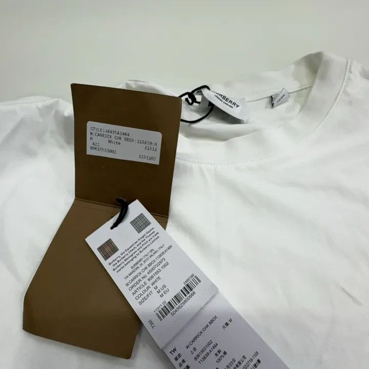 Burberry Burberry White Logo Embroidered T-Shirt 0079 Size M / US 6-8 / IT 42-44 - 4 Thumbnail