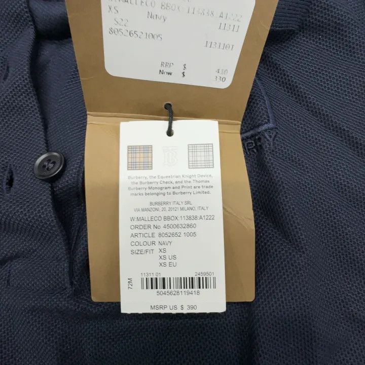 Burberry Burberry Navy Logo Short Sleeve Polo Shirt 0079 Size XS / US 0-2 / IT 36-38 - 2 Thumbnail