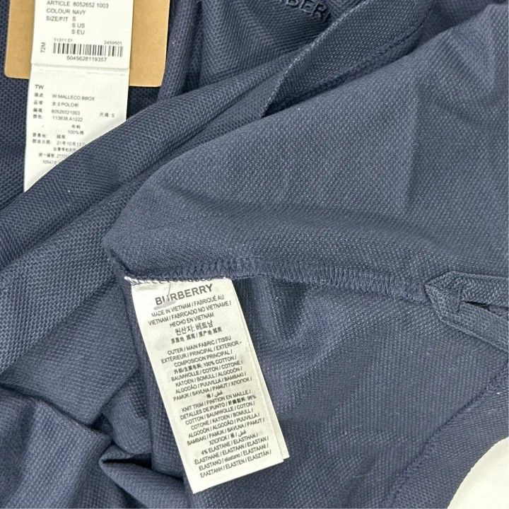 Burberry Burberry Logo Navy Blue Short Sleeve Polo Shirt 0079 Size S / US 4 / IT 40 - 5 Thumbnail