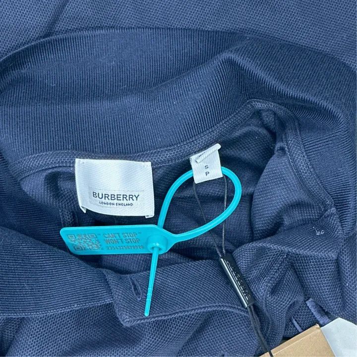 Burberry Burberry Logo Navy Blue Short Sleeve Polo Shirt 0079 Size S / US 4 / IT 40 - 3 Thumbnail