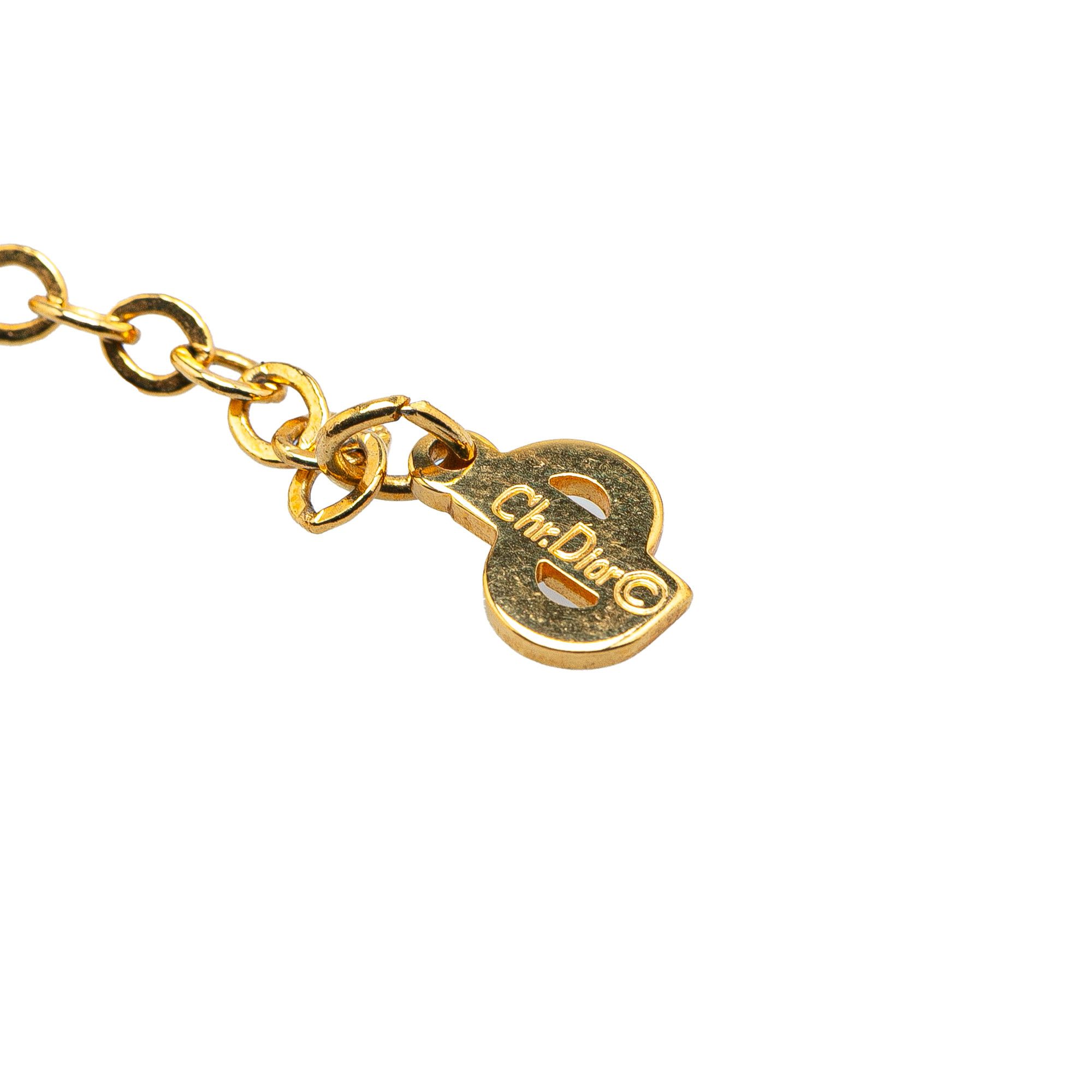 Dior Dior Gold Plated CD Rhinestone Necklace Size ONE SIZE - 2 Thumbnail