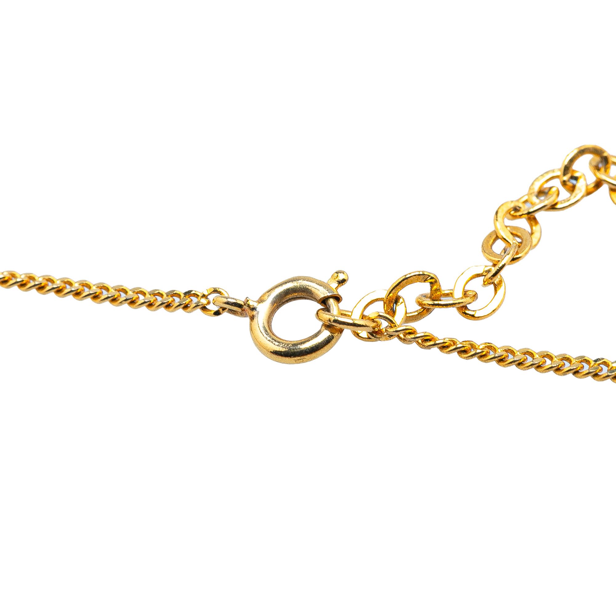 Dior Dior Gold Plated CD Rhinestone Necklace Size ONE SIZE - 4 Thumbnail