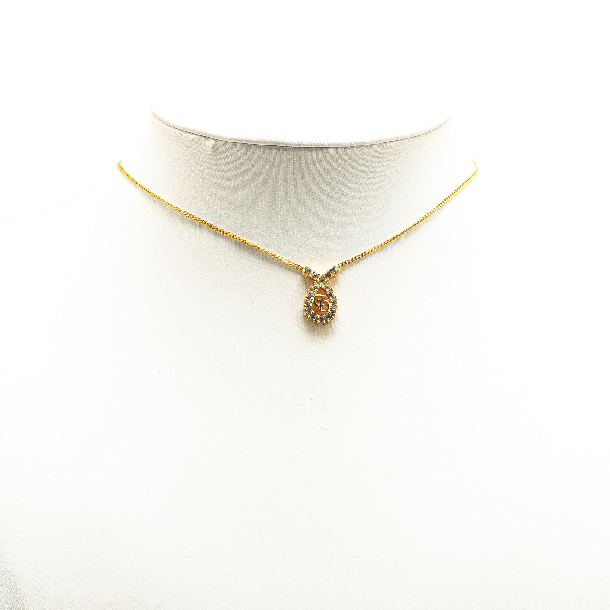 Dior Dior Gold Plated CD Rhinestone Necklace Size ONE SIZE - 5 Thumbnail