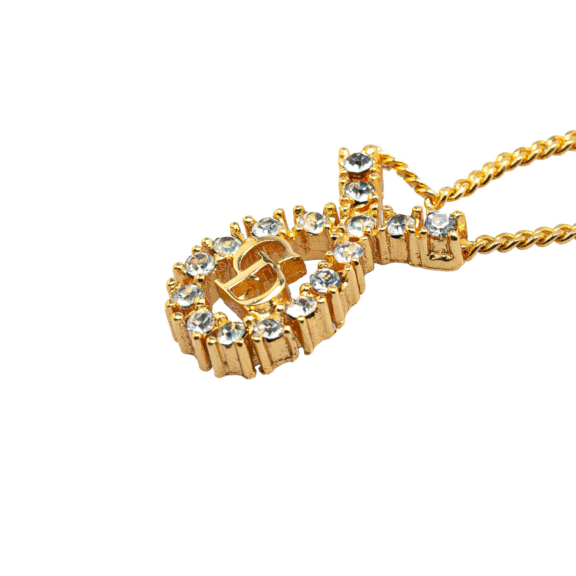 Dior Dior Gold Plated CD Rhinestone Necklace Size ONE SIZE - 3 Thumbnail