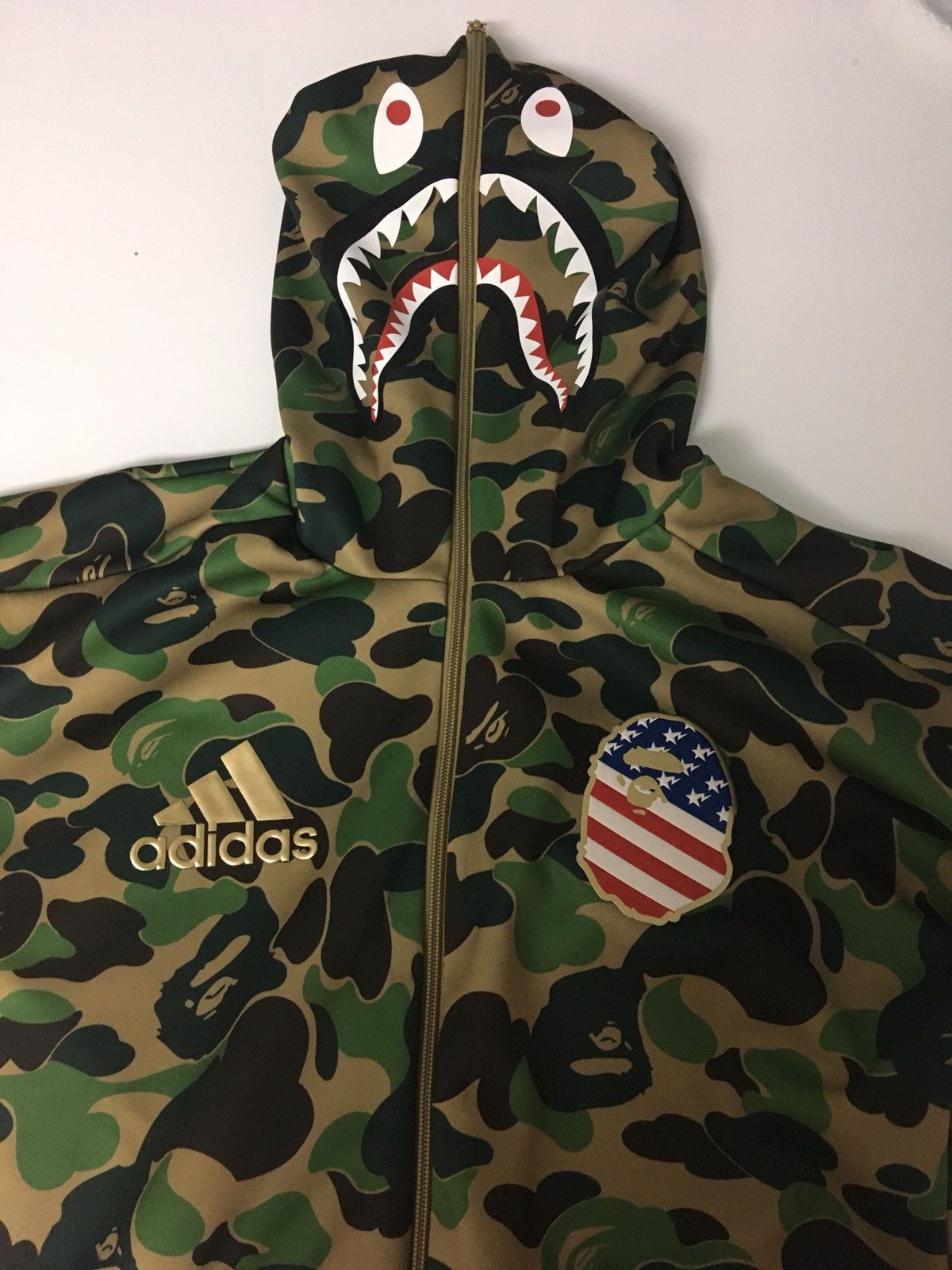 Vloeibaar Structureel Verzending Adidas BAPE x Adidas SB Shark Hoodie Green Camo | Grailed