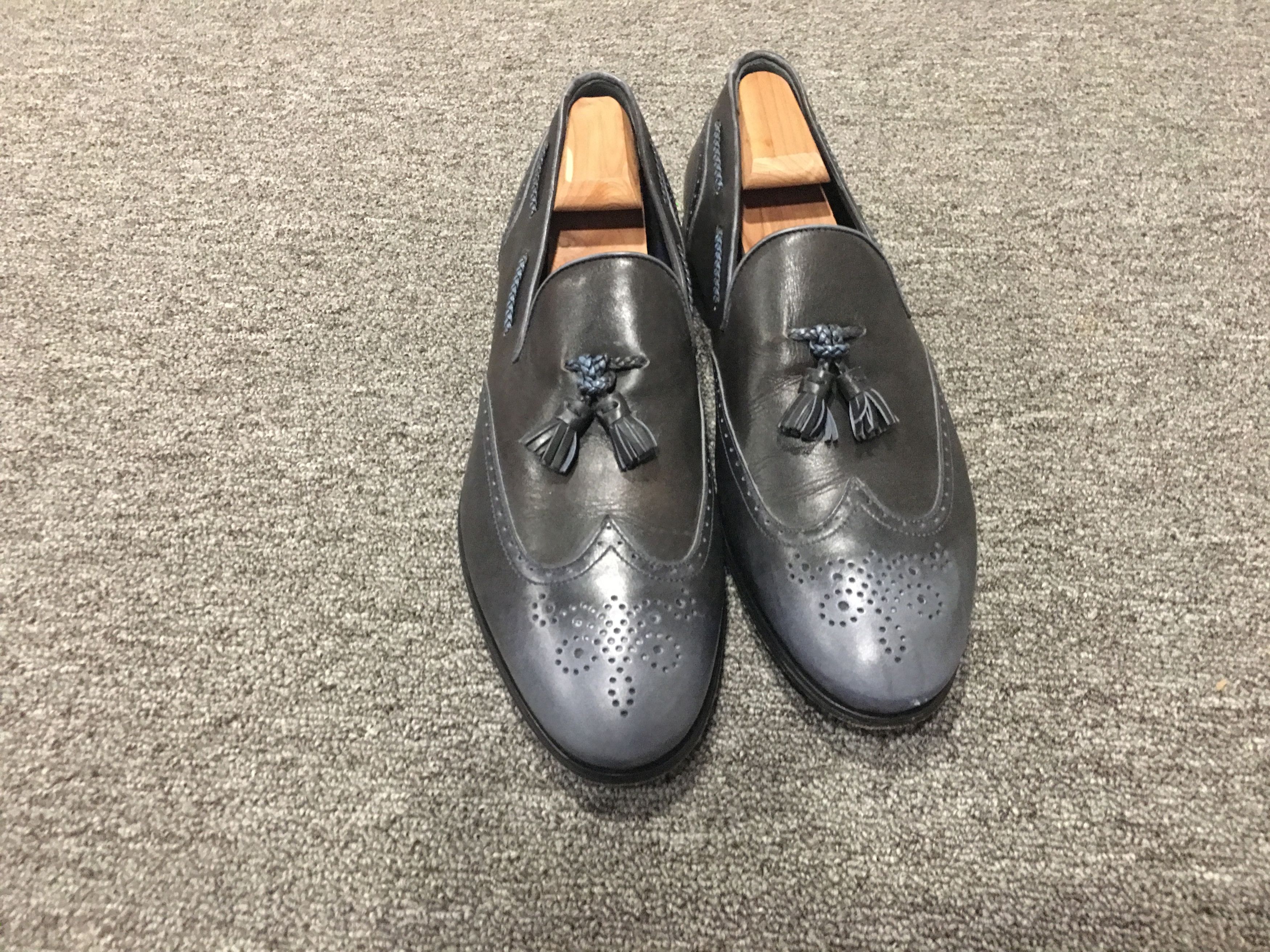 Alberto Guardiani Gray Blue Tassel Loafers Grailed