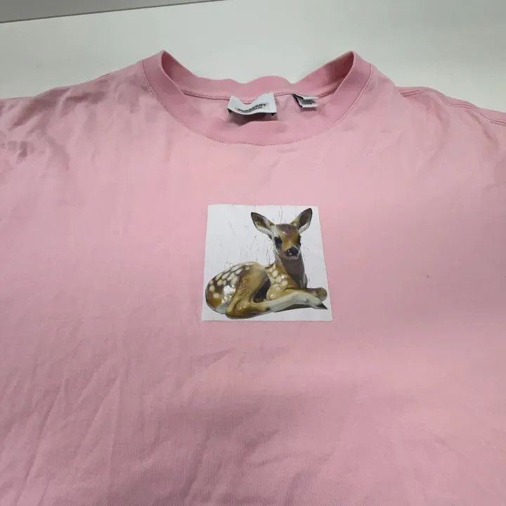 Burberry Burberry Pink Deer Print Short Sleeve T-Shirt 0079 Size XXS / US 00 / IT 34 - 7 Thumbnail