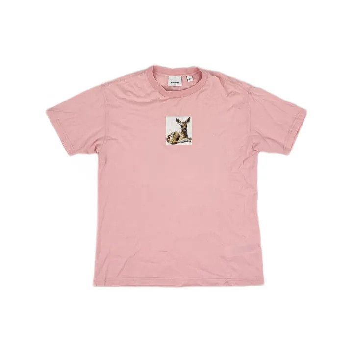 Burberry Burberry Pink Deer Print Short Sleeve T-Shirt 0079 Size XXS / US 00 / IT 34 - 2 Thumbnail