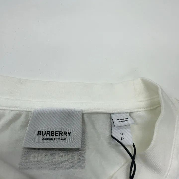 Burberry Burberry White Logo Print Short Sleeve T-Shirt 0079 Size S / US 4 / IT 40 - 4 Thumbnail