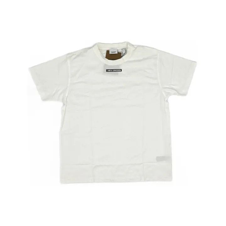 Burberry Burberry White Logo Print Short Sleeve T-Shirt 0079 Size S / US 4 / IT 40 - 2 Thumbnail