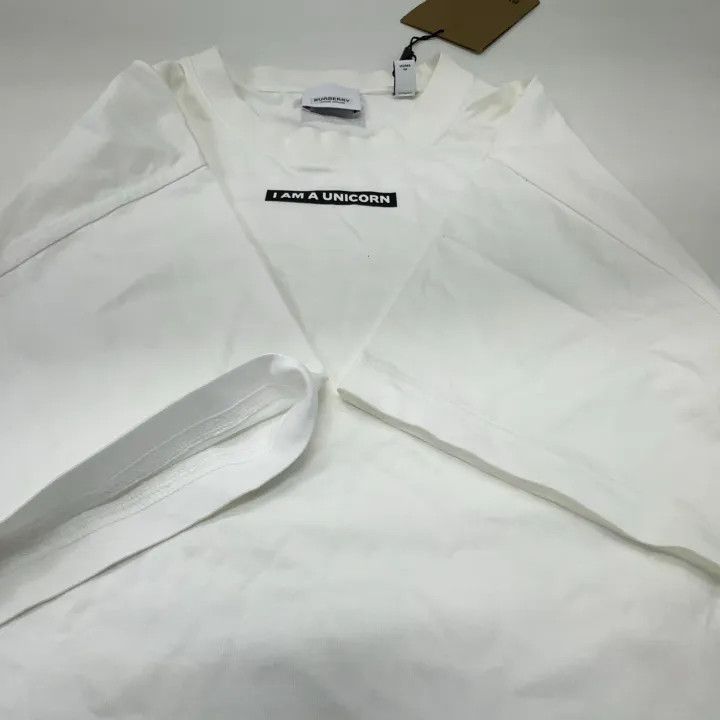 Burberry Burberry White Logo Print Short Sleeve T-Shirt 0079 Size S / US 4 / IT 40 - 8 Thumbnail