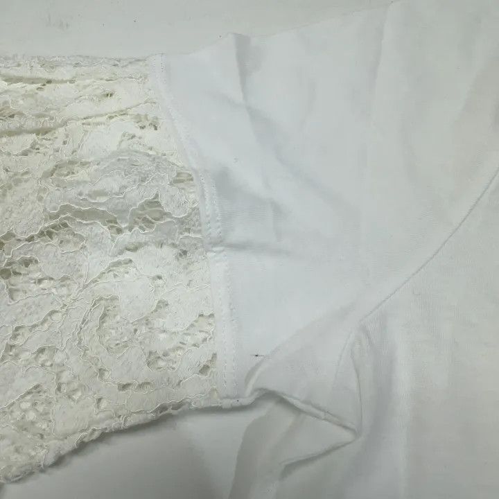 Burberry Burberry White Lace Short Sleeve T-Shirt 0079 Size L / US 10 / IT 46 - 14 Thumbnail
