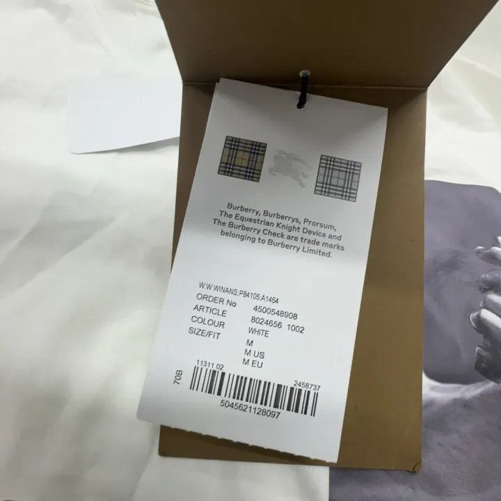 Burberry Burberry White Printed Short Sleeve T-Shirt 0079 Size M / US 6-8 / IT 42-44 - 6 Thumbnail