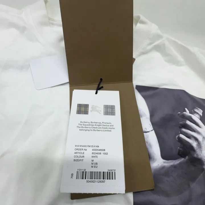 Burberry Burberry White Printed Short Sleeve T-Shirt 0079 Size M / US 6-8 / IT 42-44 - 4 Thumbnail