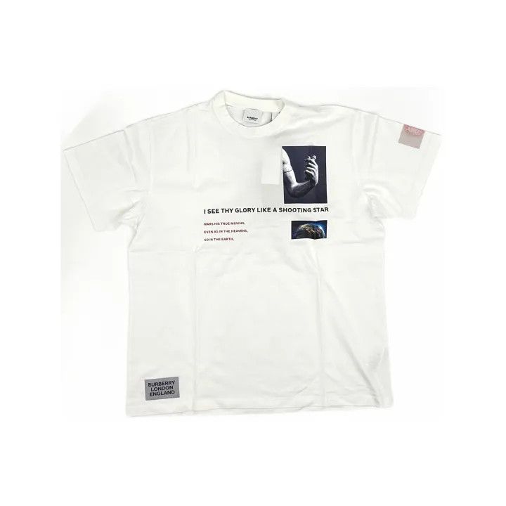 Burberry Burberry White Printed Short Sleeve T-Shirt 0079 Size M / US 6-8 / IT 42-44 - 2 Thumbnail